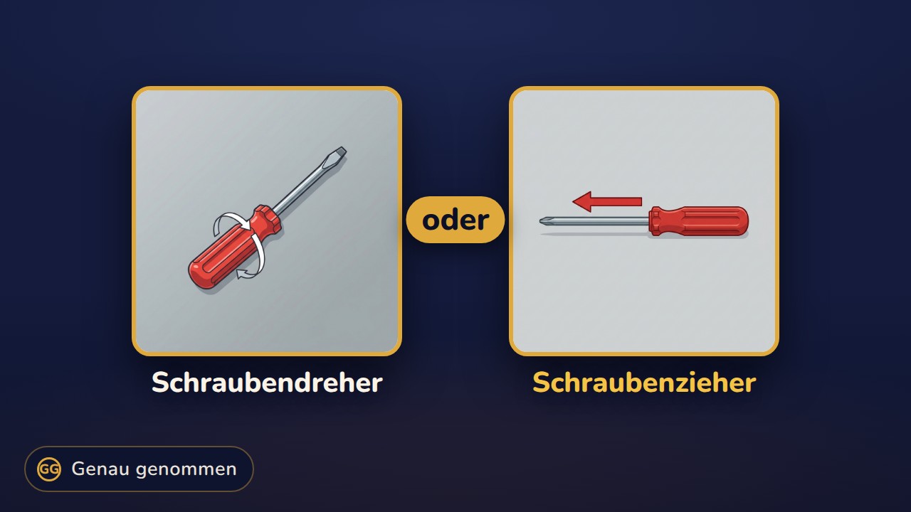 Schraubendreher und Schraubenzieher nebeneinander