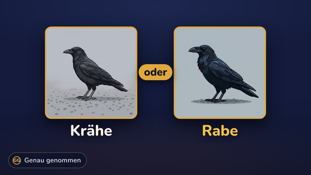 Krähe und Rabe nebeneinander