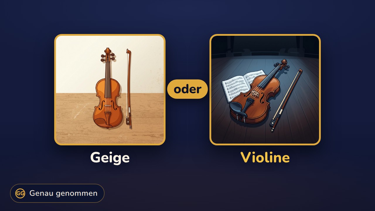 Geige und Violine nebeneinander