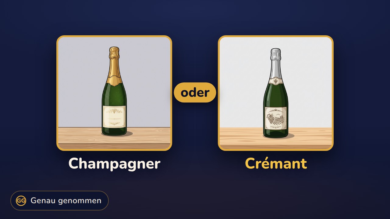 Champagner und Crémant nebeneinander