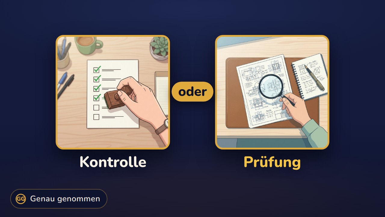 Kontrolle und Prüfung nebeneinander