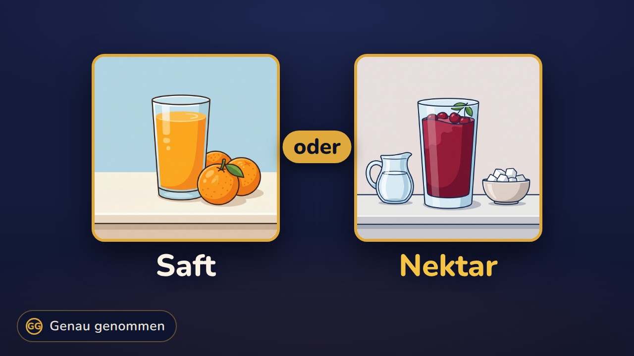 Saft und Nektar nebeneinander
