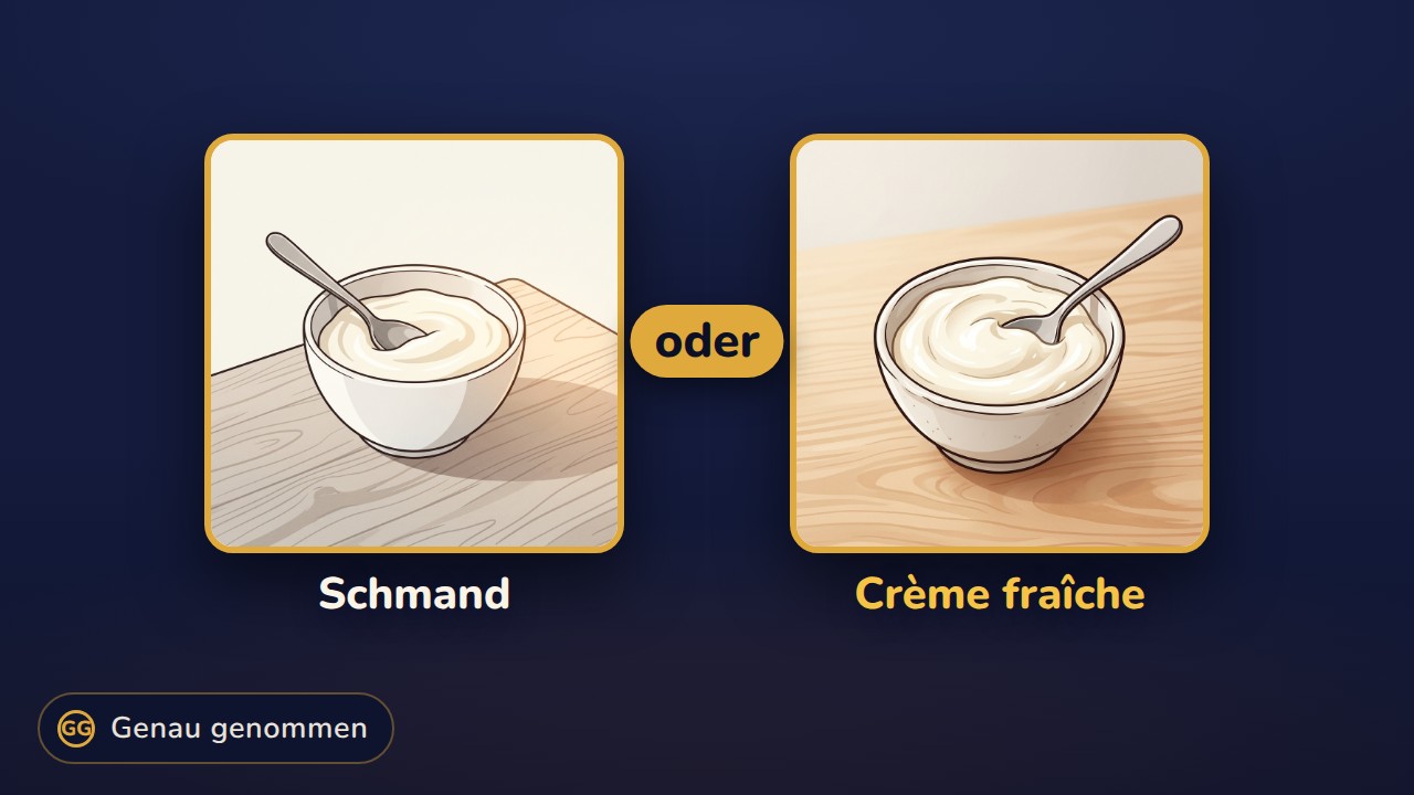 Schmand und Crème fraîche nebeneinander