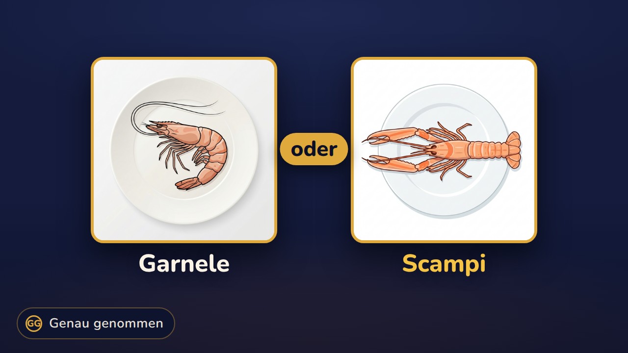 Garnele und Scampi nebeneinander
