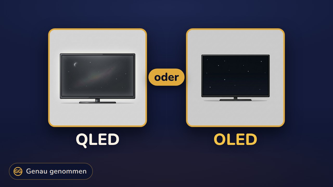 QLED und OLED nebeneinander