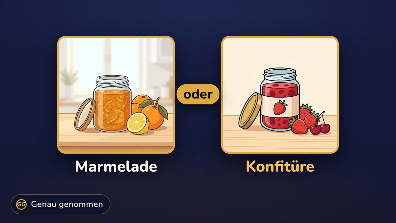 Marmelade und Konfitüre nebeneinander