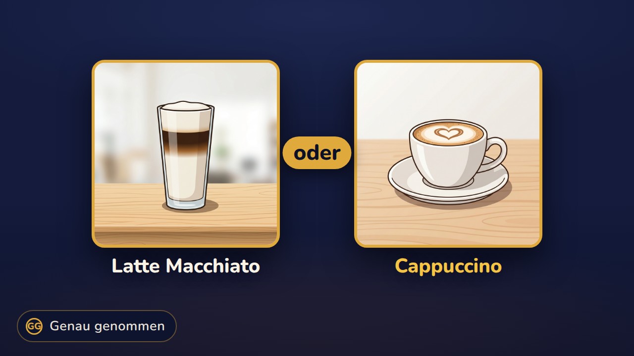 Latte Macchiato und Cappuccino nebeneinander